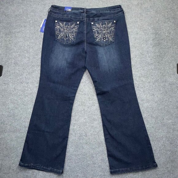 Apt 9 Distressted Boot Cut Jeans Rhinestones Cowgirl Glam Womens Plus 16WS NEW - Picture 5 of 14